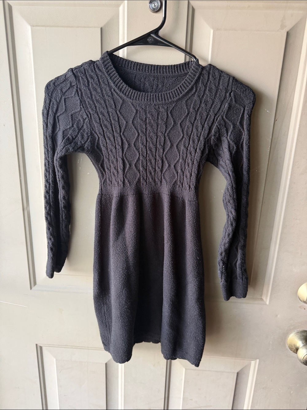Girls Cozy Black Knit Sweater Dress